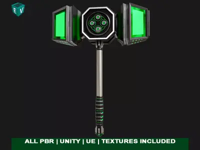 Sci-Fi Hammer09 All PBR Unity UE Textures Included Low-poly 3D model