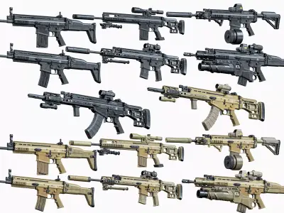 Modular tactical FN SCAR 3D Model Pack