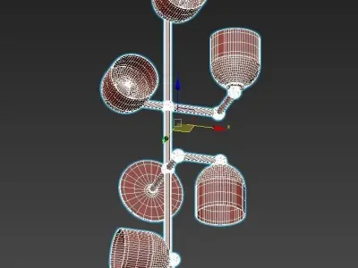 master three light wall sconce in brass and glass 3D model