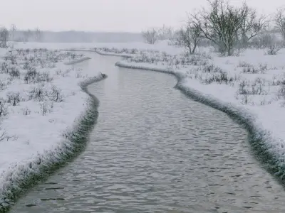 Winter River Generator Low-poly 3D model