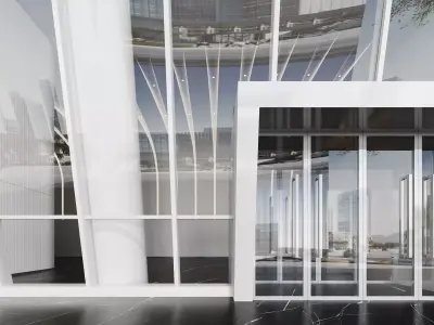 Modern Office Lobby with Curved Ceiling Lights 3D model