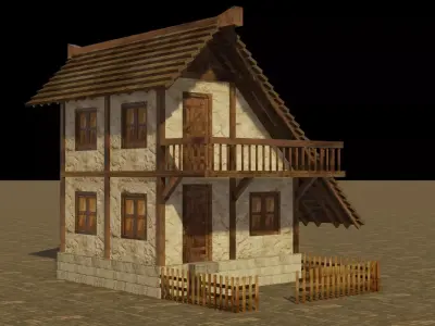 Medieval house 10 Low-poly 3D model