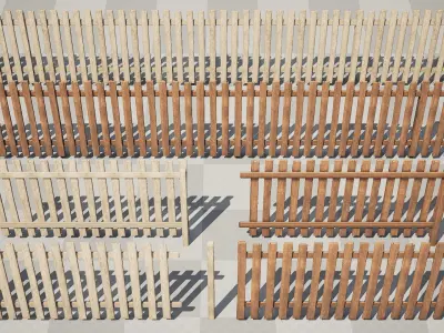 Wooden Fence garden house palisade fencing Low-poly 3D model