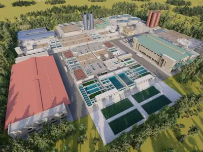 Water treatment plant-Water and Sewage Treatment Plants  3D model
