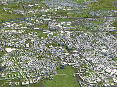Gelsenkirchen Germany 50x50km 3D City Map 3D model