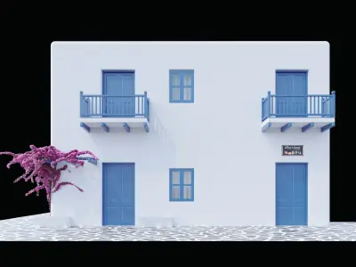 3D model House in Mykonos island Greece 3D model