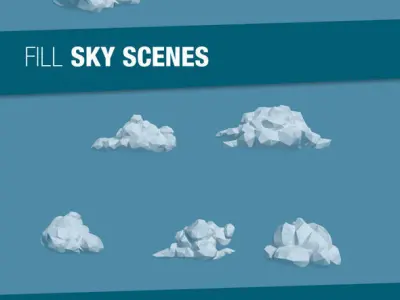 Low Poly Stylized Cumulus Clouds Pack 1 Low-poly 3D model