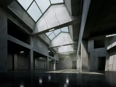 Brutalist Skylight Atrium - Architectural Background - V3U4 Low-poly 3D model