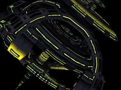 Sci-Fi SpaceStations collection Low-poly 3D model