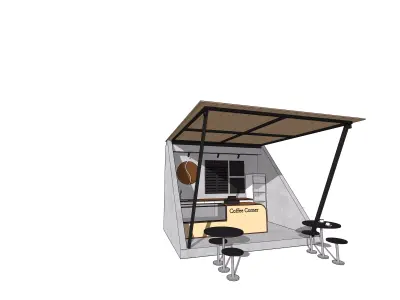  Small Coffee Shop Triangle 3D Model 3D model