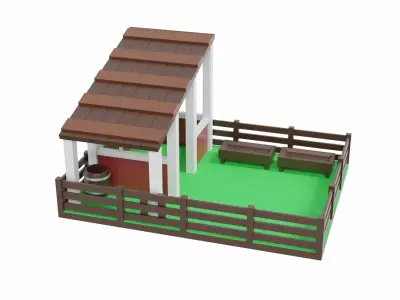 Animal Pen Scene Low-poly 3D model
