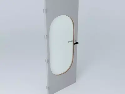Wording 0 3D door very detail with glass lock and hinger Free 3D model