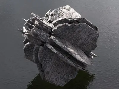 Sci-Fi dark Platforms Floating 5  3D model