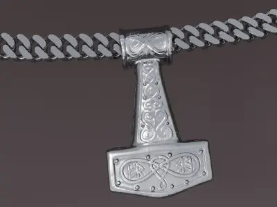 Mjolnir hammer necklace Low-poly 3D model