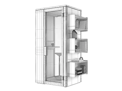 Talky S Phone Booth with Shelves 3D model