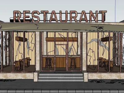 ABANDONED RESTAURANT Low-poly 3D model