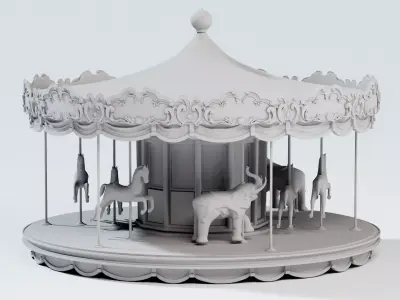 carousel - fun fair 3D model