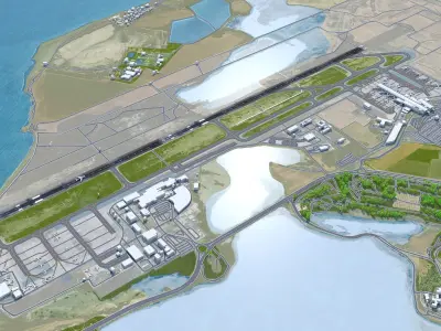 Larnaca International Airport 10km Low-poly 3D model