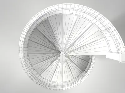 Light Oak Wooden Spiral Staircase Low-poly 3D model