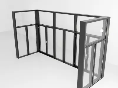 Panoramic windows Door Entrance 2 Low-poly 3D model