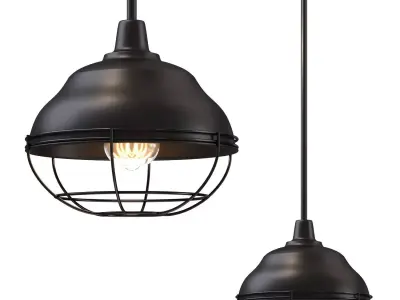 Levi 10 Industrial Farmhouse Iron LED Pendant - Jonathan Y 3D model