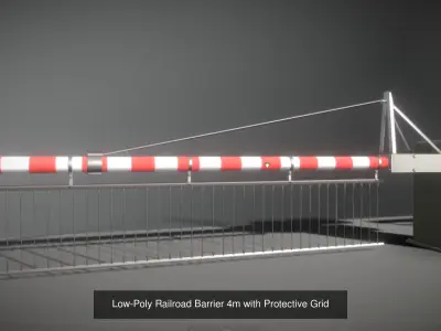 Railroad Barrier 4m with Protective Low and High-Poly 3D Model Pack