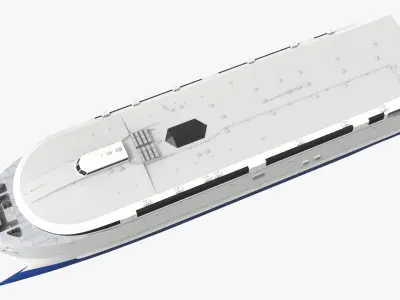 Electric Passenger Catamaran Ferry White 3D model