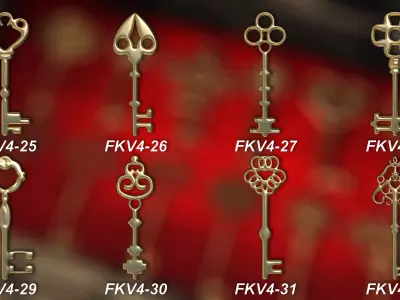 74 Antique and Classic Keys Vol 4 3D Model 3D model