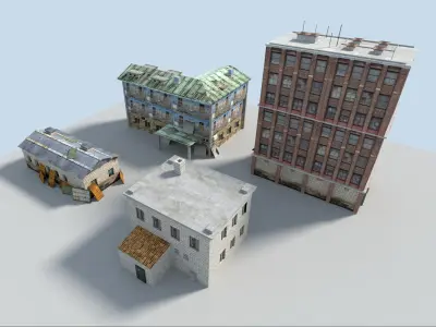 industrial buildings pack Low-poly 3D model