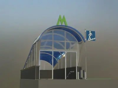 Entrance to Subway  Low-poly 3D model