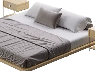 Japanese Style King Low Bed 3D model