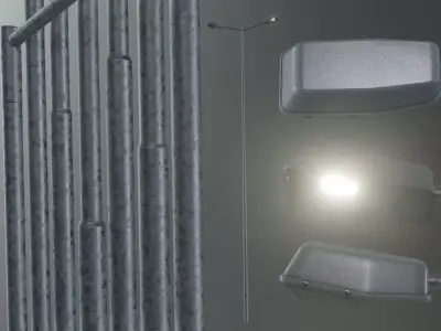 Street Light 5 Galvanized F2 M1 K0 A2 10000mm Low-poly 3D model
