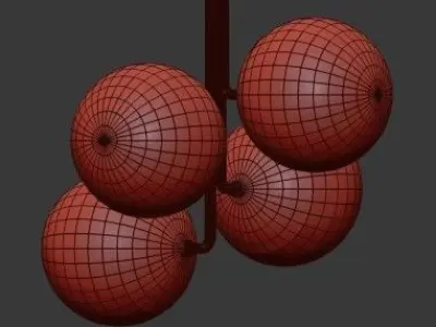 Untitled three gold spheres hanging from light fixture 3D model