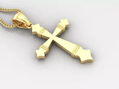 Light Gold 18K Cross Pendant 2CP097 3D print model
