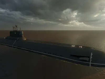 Typhoon class submarine with interior  3D model