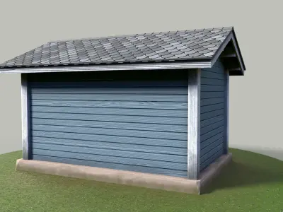 Classic wood warehouse European style Low-poly 3D model