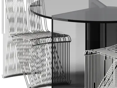 THRIM Piano Table by Tonelli and Glitch Chair by Nama Home 3D model