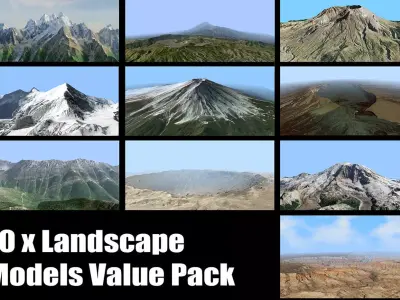 Volcano Mountains Pack 3D model
