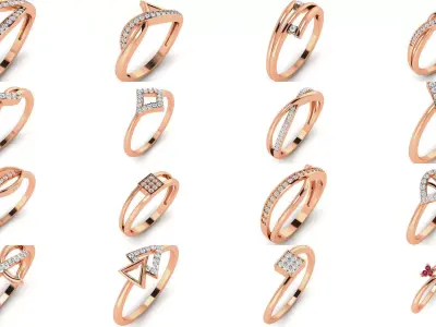 50  Ultra light wt minimalist Women Ring 3dm renders 3D Model Pack