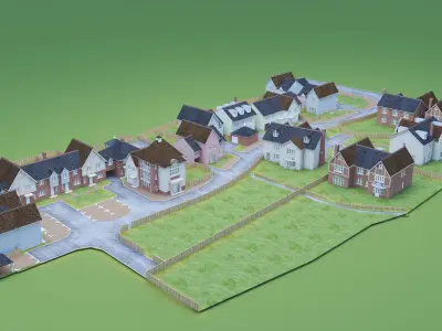 UK country neighborhood 3D model