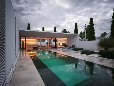Modern Pool Villa V-ray 5 Cinema 4D 3D model