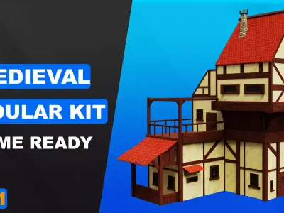 Medieval Modular Kit  Low-poly 3D model