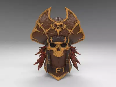 Cursed Pirate Skull Helmet Low-poly 3D model
