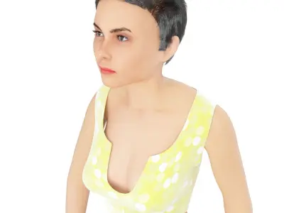 Women real cloth simulation conversation loop animated number 4 3D model