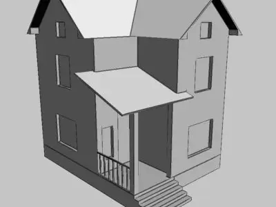 House Two-Story 02 Low-poly 3D model