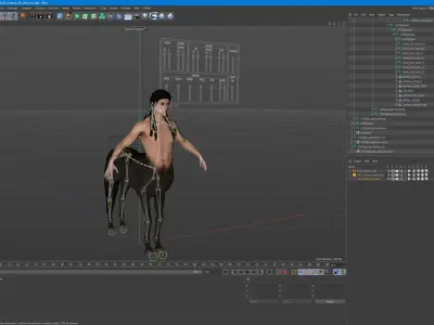  Creature Long Hair Centaur Rigged for Cinema 4D 