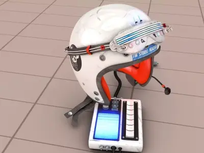 FM Stereo Headset Helmet SciFi 3D model