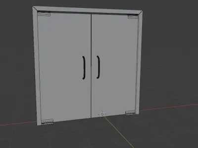 Glass Door With Round Handles 3D model
