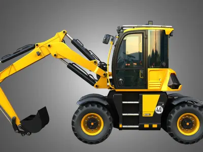 110W Hydradig Wheeled Excavator  3D model