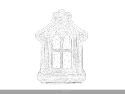 Stylized Wooden Window Game Ready - AI Low-poly 3D model